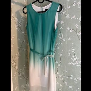 Beautiful sea foam ombré tie waist chiffon shift dress.